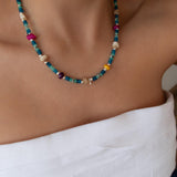 Blue Jade And Shell Bead Necklace