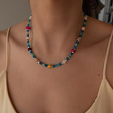 Blue Jade And Shell Bead Necklace