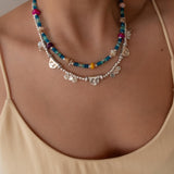 Blue Jade And Shell Bead Necklace