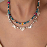 Blue Jade And Shell Bead Necklace