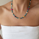 Blue Jade And Shell Bead Necklace