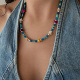 Blue Jade And Shell Bead Necklace