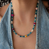 Blue Jade And Shell Bead Necklace