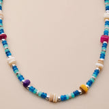 Blue Jade And Shell Bead Necklace