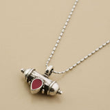 Silver Barrel Pendant Necklace