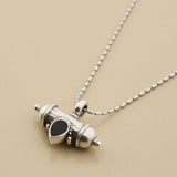 Silver Barrel Pendant Necklace