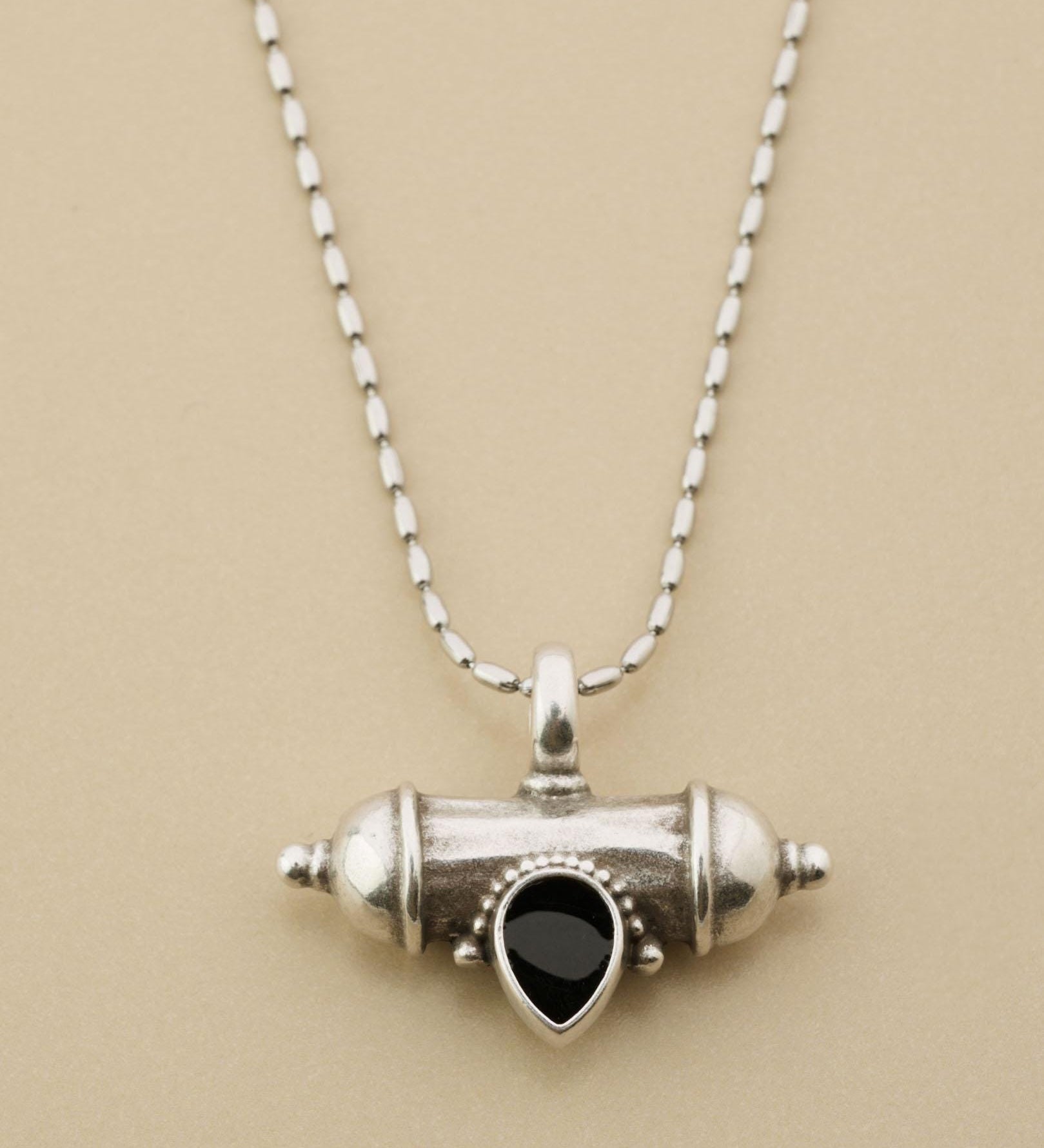 Silver Barrel Pendant Necklace