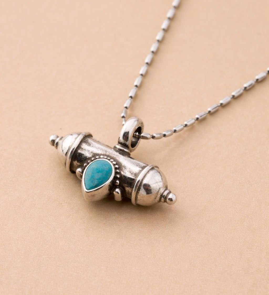 Silver Barrel Pendant Necklace
