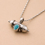Silver Barrel Pendant Necklace