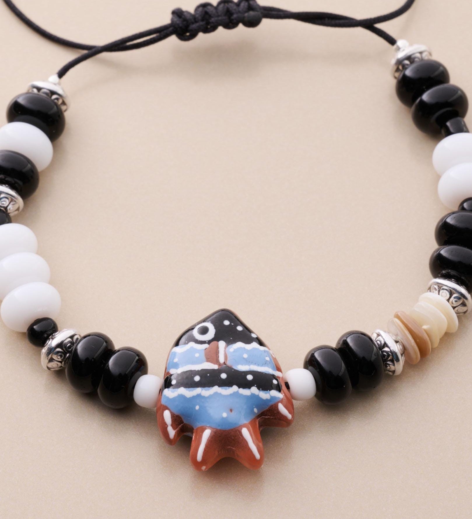 Adjustable Colorful Bead Bracelet With Fish Pendant