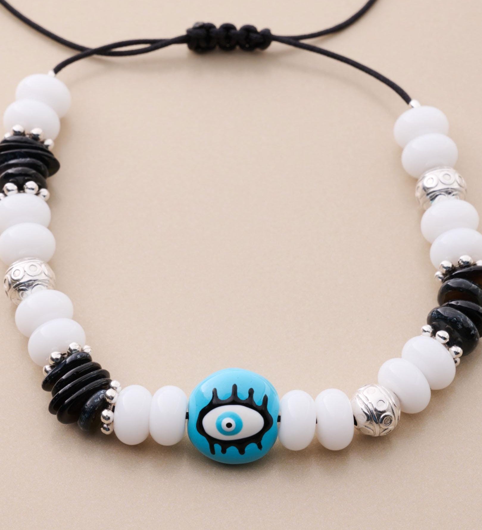 Colorful Beaded Bracelet With Evil Eye Charm