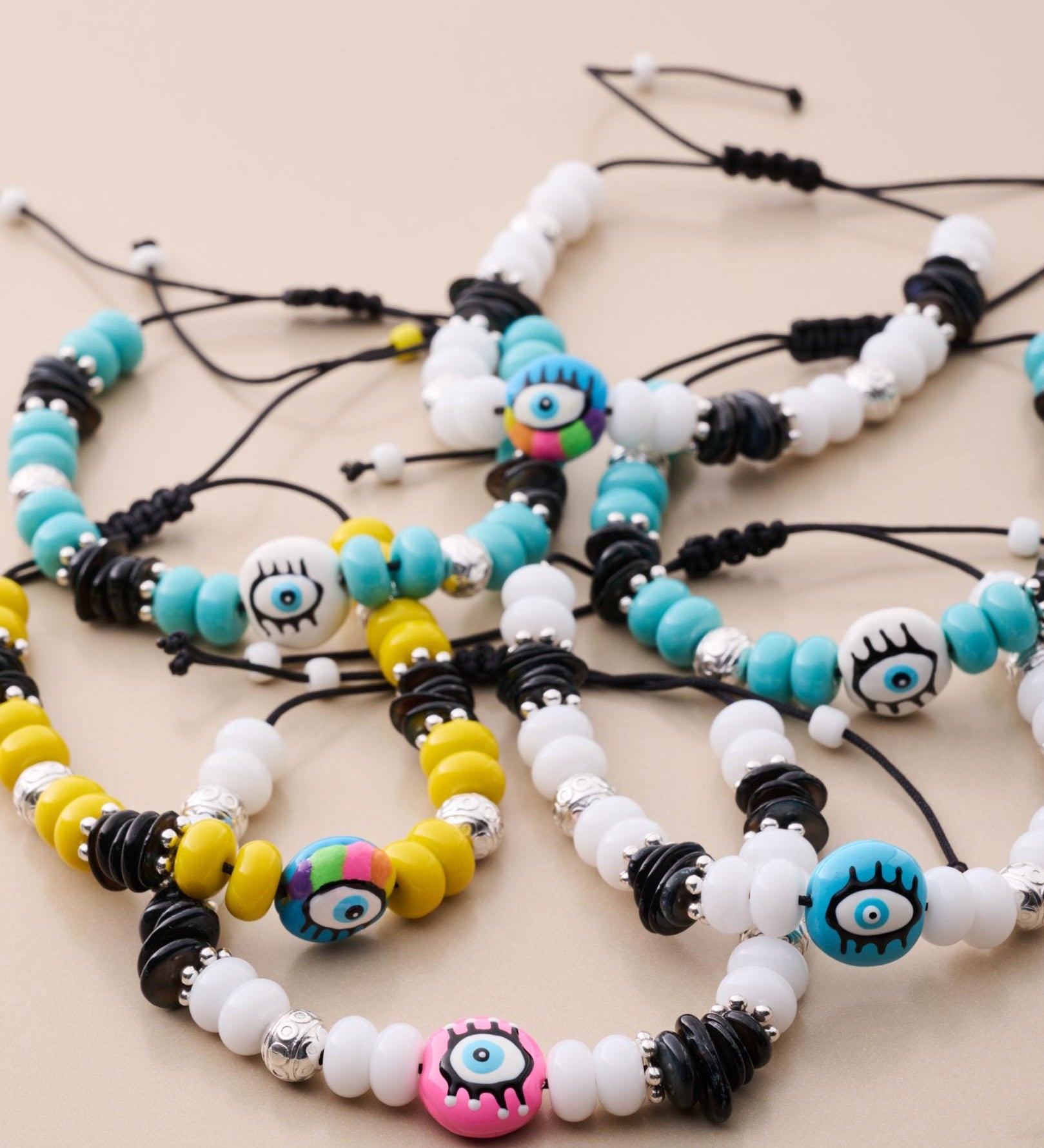 Colorful Beaded Bracelet With Evil Eye Charm