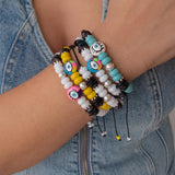 Colorful Beaded Bracelet With Evil Eye Charm