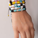 Colorful Beaded Bracelet With Evil Eye Charm