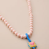 Κολιέ Με Καρδιά Και Πολύχρωμες Χάντρες