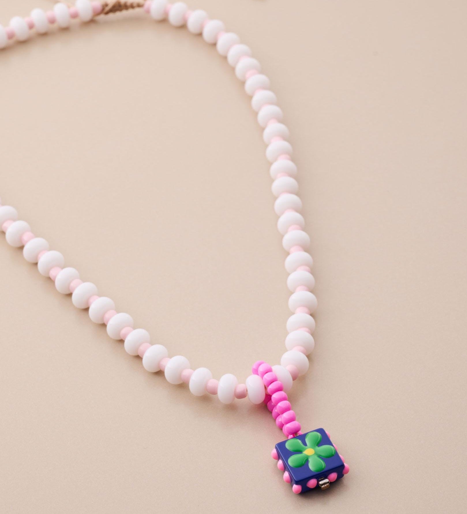 Colorful Seed Bead Necklace With Daisy Pendant