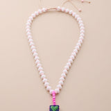 Κολιέ Με Καρδιά Και Πολύχρωμες Χάντρες