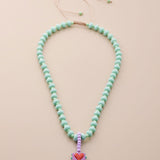 Κολιέ Με Καρδιά Και Πολύχρωμες Χάντρες