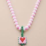 Κολιέ Με Καρδιά Και Πολύχρωμες Χάντρες