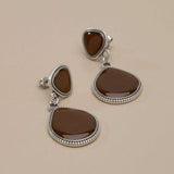 Silver Enamel Drop Earrings