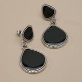 Silver Enamel Drop Earrings