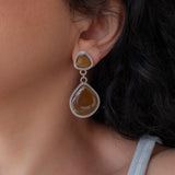 Silver Enamel Drop Earrings