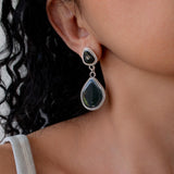 Silver Enamel Drop Earrings