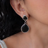Silver Enamel Drop Earrings