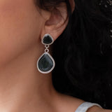 Silver Enamel Drop Earrings