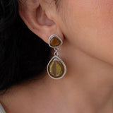 Silver Enamel Drop Earrings
