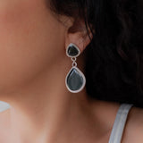 Silver Enamel Drop Earrings