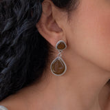Silver Enamel Drop Earrings