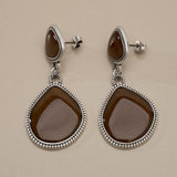 Silver Enamel Drop Earrings