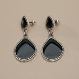 Silver Enamel Drop Earrings