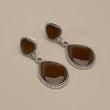 Silver Enamel Drop Earrings