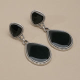 Silver Enamel Drop Earrings