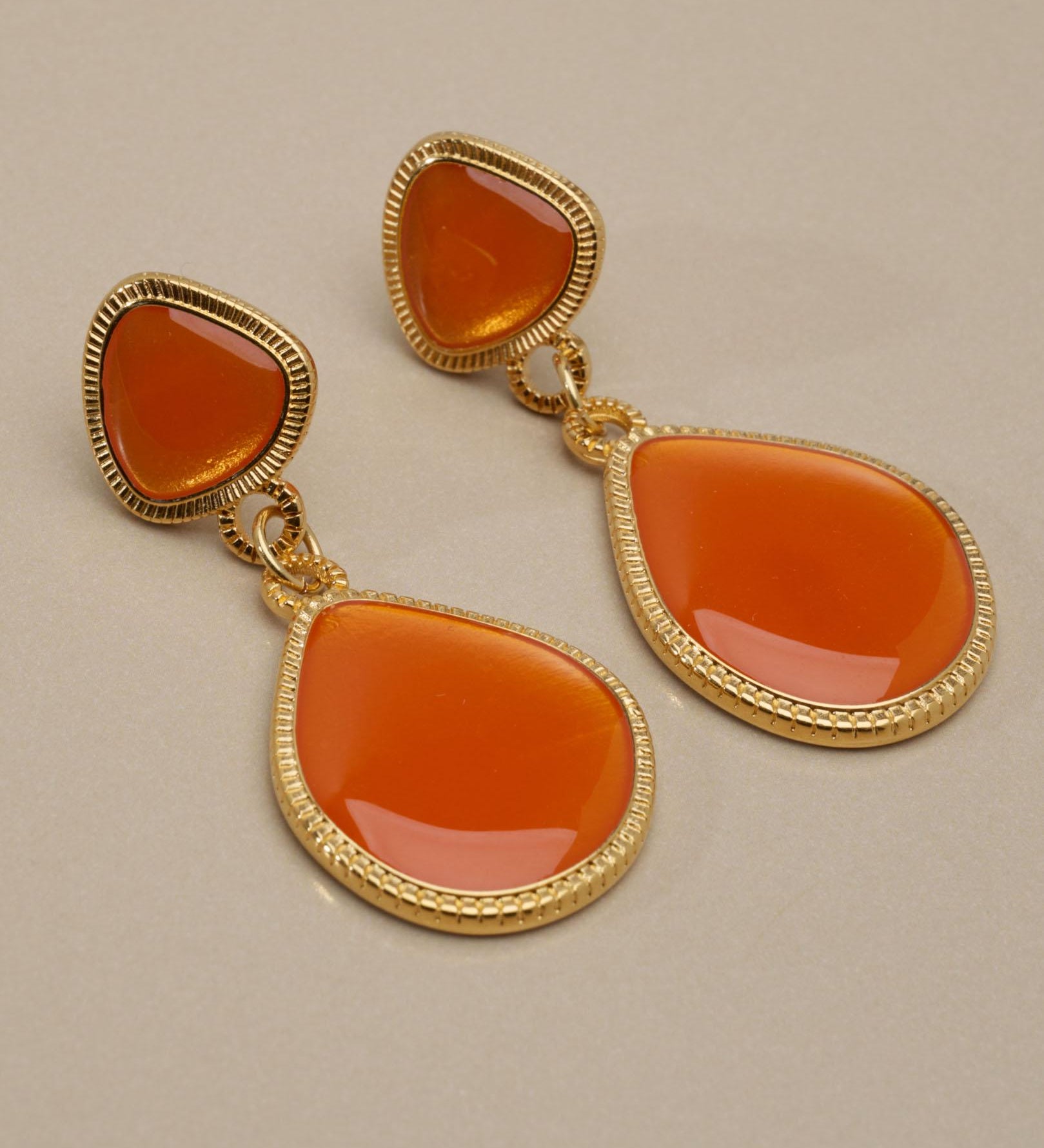 Gold Enamel Drop Earrings