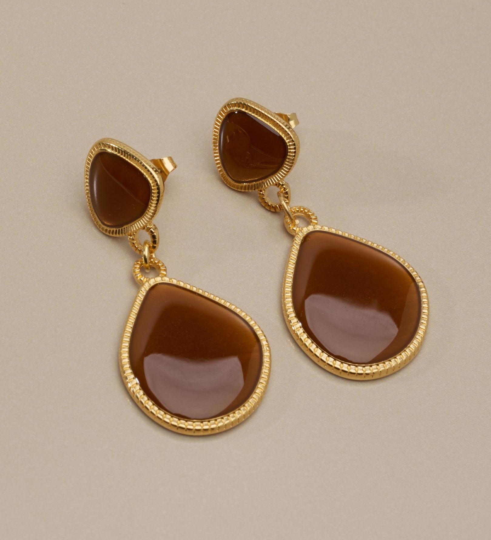 Gold Enamel Drop Earrings