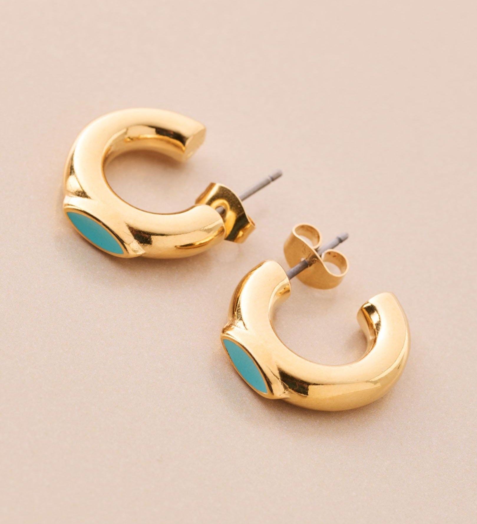 Gold Enamel Hoop Earrings