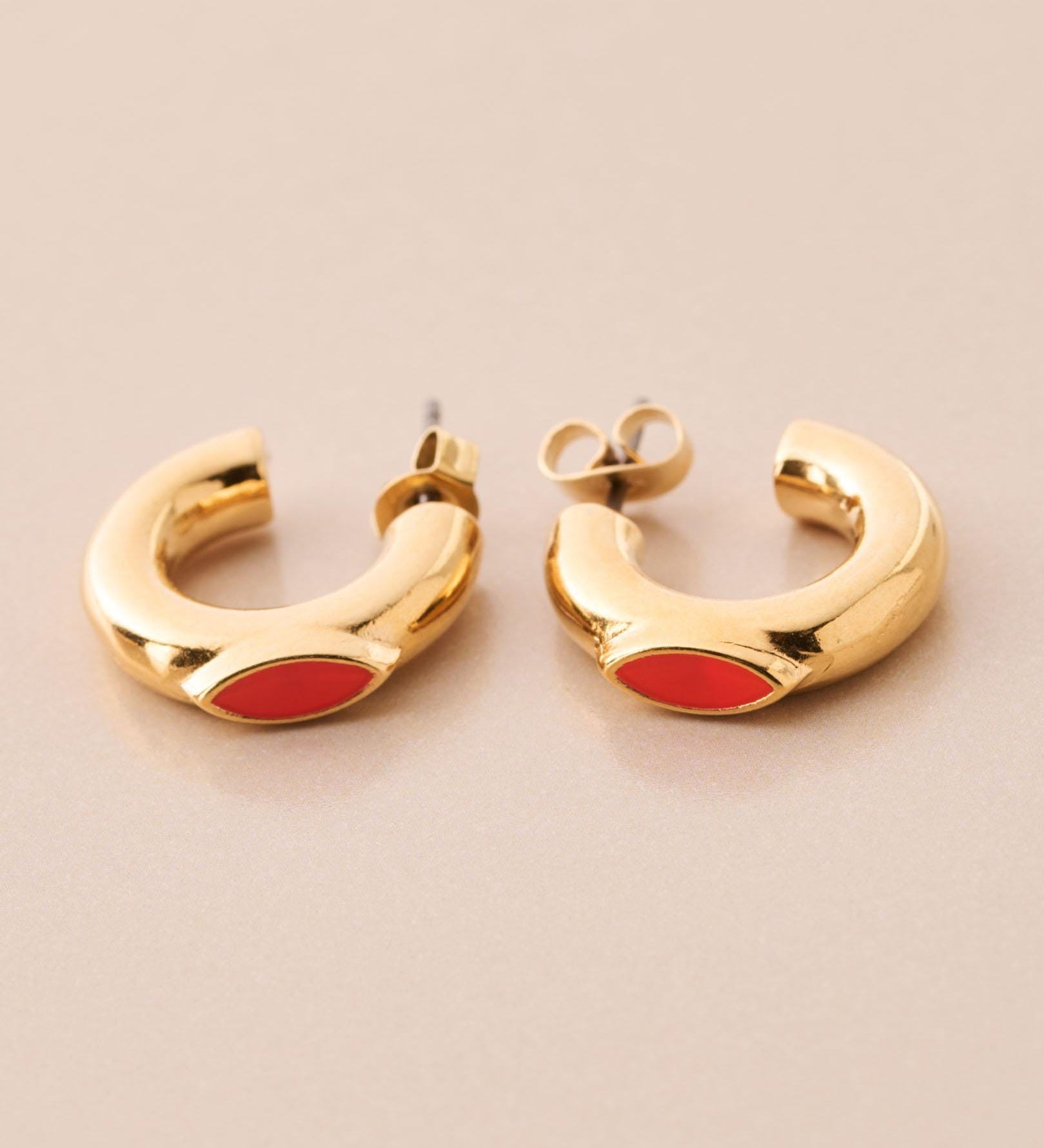 Gold Enamel Hoop Earrings