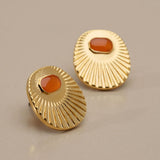 Gold Enamel Sunburst Stud Earrings