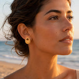 Gold Enamel Sunburst Stud Earrings
