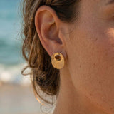 Gold Enamel Sunburst Stud Earrings