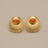 Gold Enamel Sunburst Stud Earrings