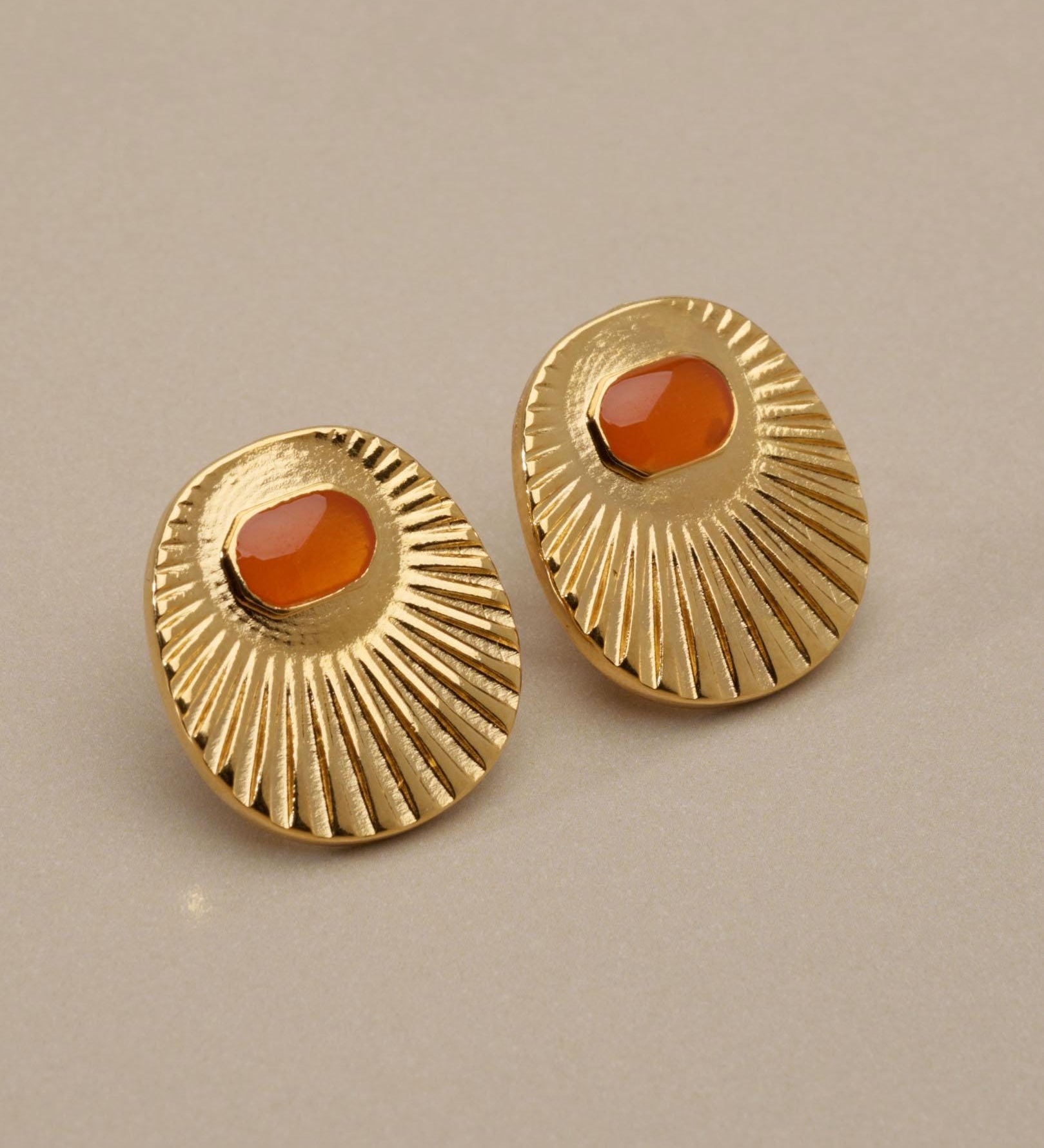 Gold Enamel Sunburst Stud Earrings