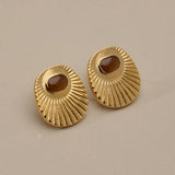 Gold Enamel Sunburst Stud Earrings