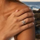 Silver Textured Starfish Ring