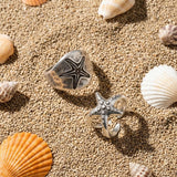 Silver Textured Starfish Ring