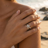 Silver Textured Starfish Ring