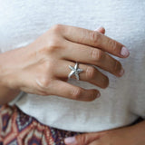 Silver Textured Starfish Ring